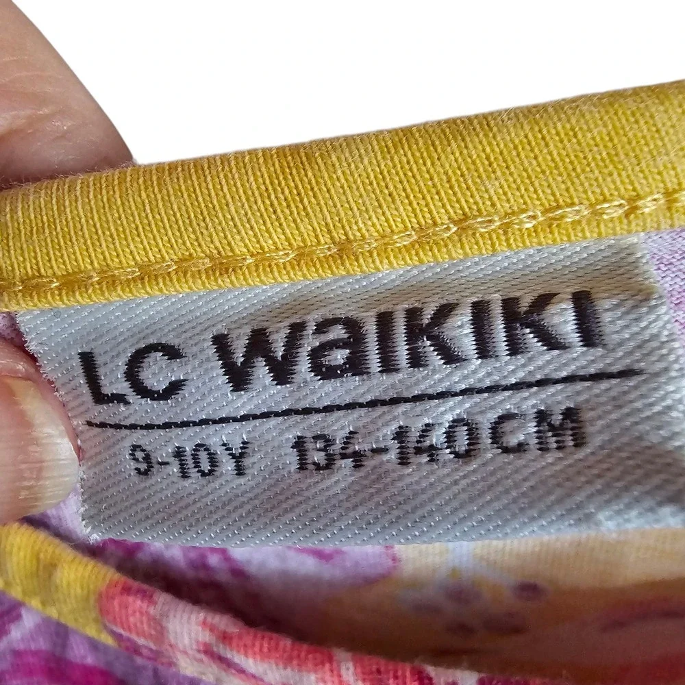 LC Waikiki Floral Dress Smocked Waist Girls Yellow Purple Casual 9 10 Years‎
